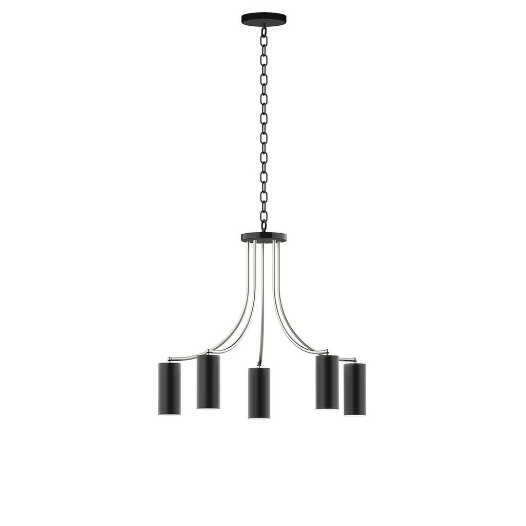 5-Light J-Series Chandelier, Black With Brushed Nickel Accents - CHN418-41-96