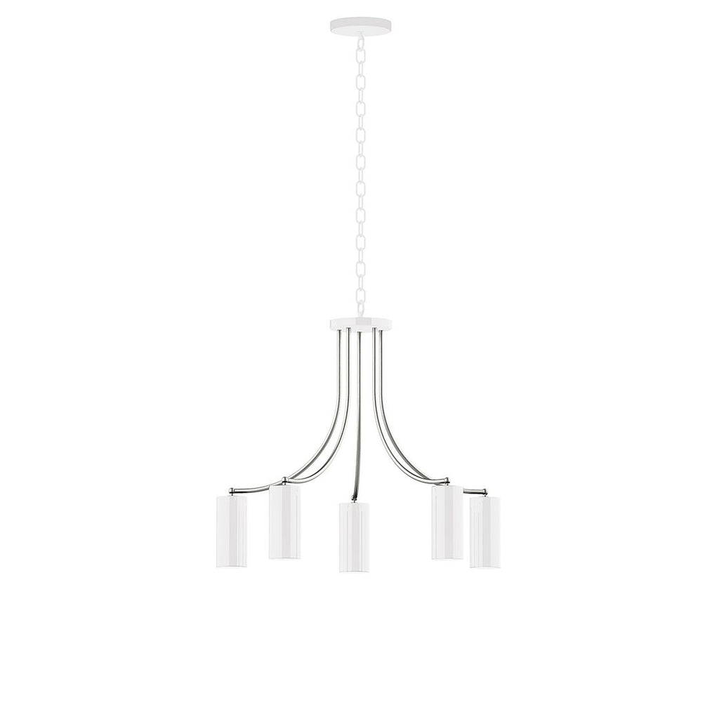 5-Light J-Series Chandelier, White With Brushed Nickel Accents - CHN418-44-96