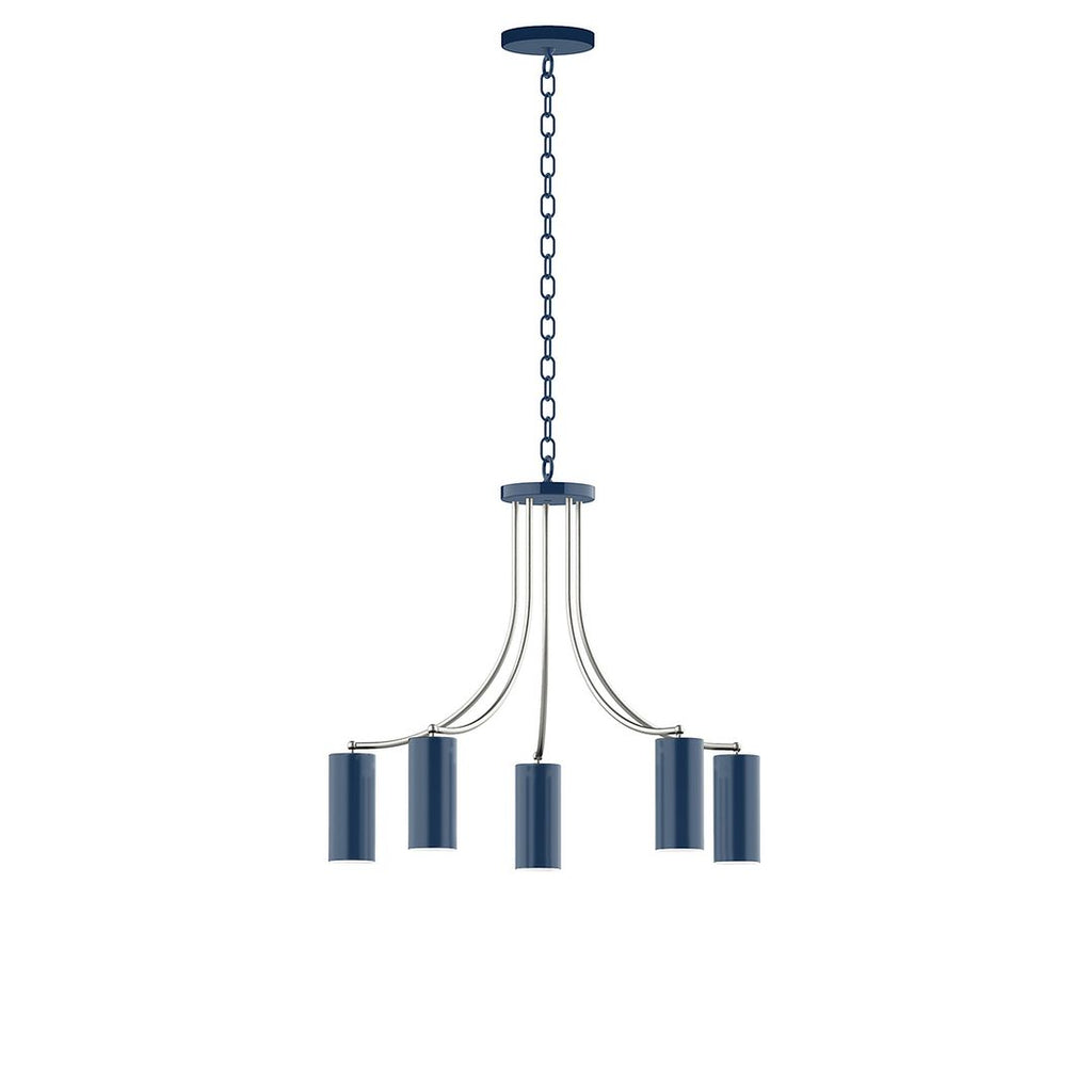 5-Light J-Series Chandelier, Navy With Brushed Nickel Accents - CHN418-50-96