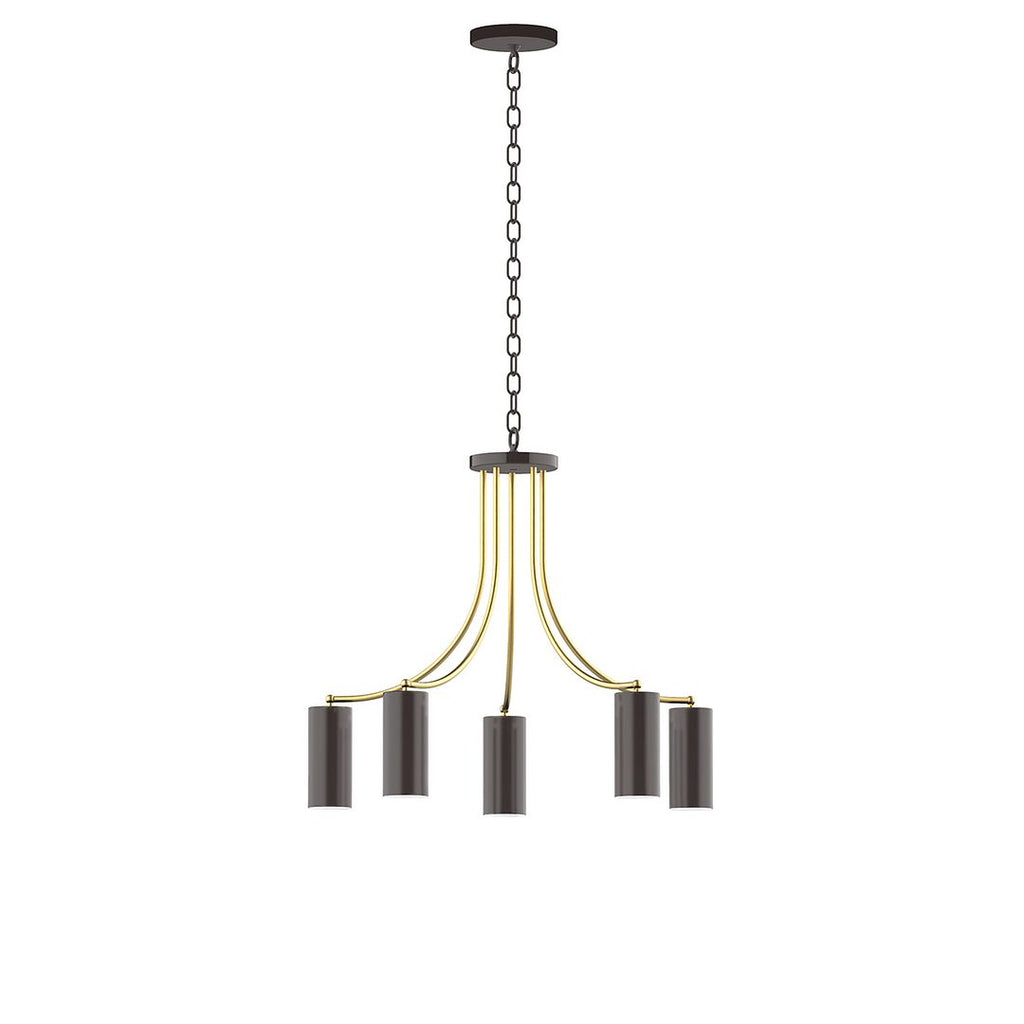 5-Light J-Series Chandelier, Architectural Bronze With Brushed Brass Accents - CHN418-51-91