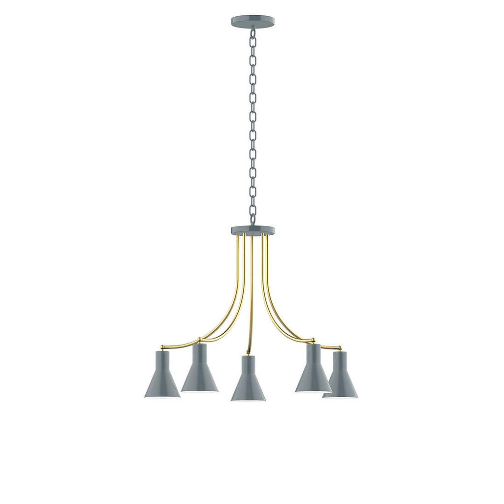 5-Light J-Series Chandelier, Slate Gray With Brushed Brass Accents - CHN436-40-91