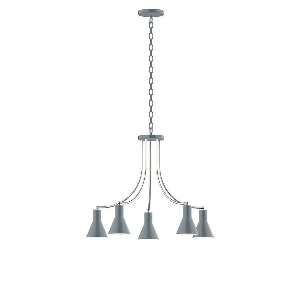 5-Light J-Series Chandelier, Slate Gray With Brushed Nickel Accents - CHN436-40-96