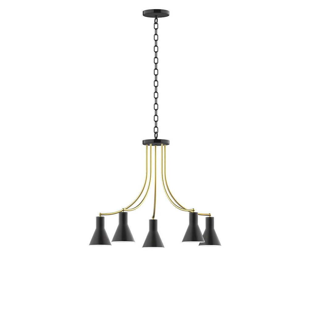 5-Light J-Series Chandelier, Black With Brushed Brass Accents - CHN436-41-91