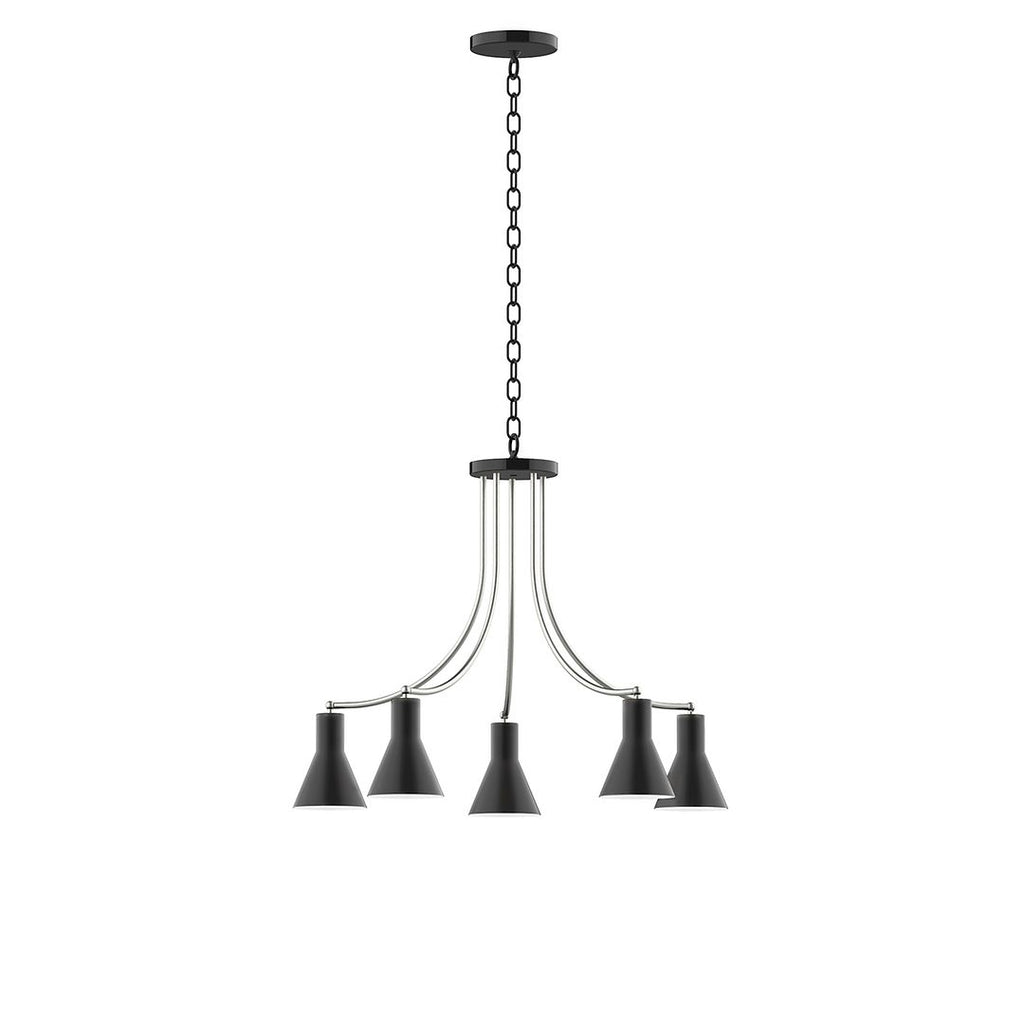 5-Light J-Series Chandelier, Black With Brushed Nickel Accents - CHN436-41-96