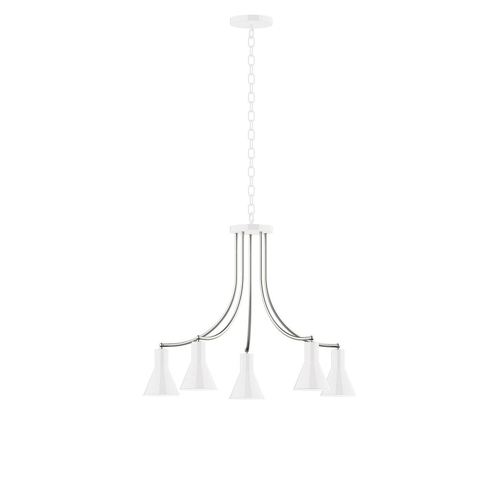 5-Light J-Series Chandelier, White With Brushed Nickel Accents - CHN436-44-96