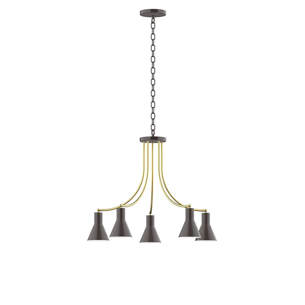 5-Light J-Series Chandelier, Architectural Bronze With Brushed Brass Accents - CHN436-51-91