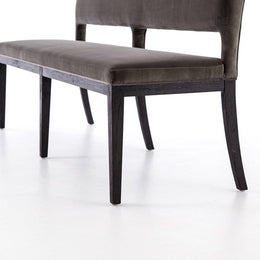 Sara Dining Bench-Washed Velvet Grey by Four Hands