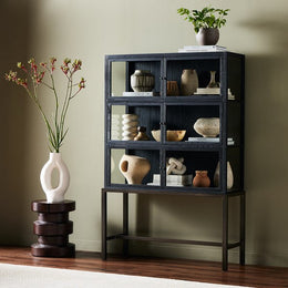 Spencer Curio Cabinet-Drifted Black by Four Hands