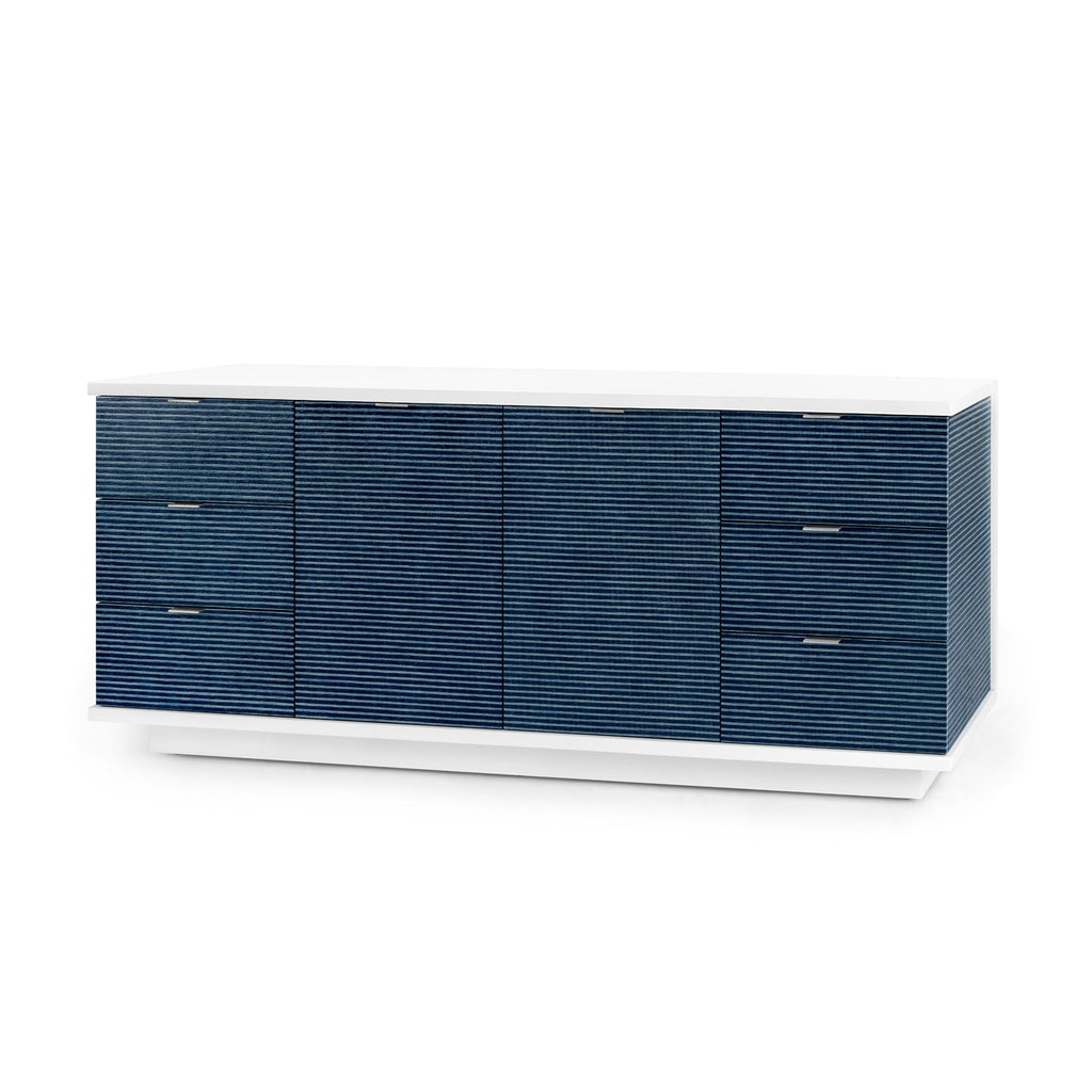 Cosmopolitan 6-Drawer & 2-Door Cabinet - Navy Blue Pencil Stripe