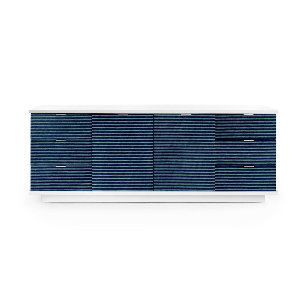 Cosmopolitan 6-Drawer & 2-Door Cabinet - Navy Blue Pencil Stripe