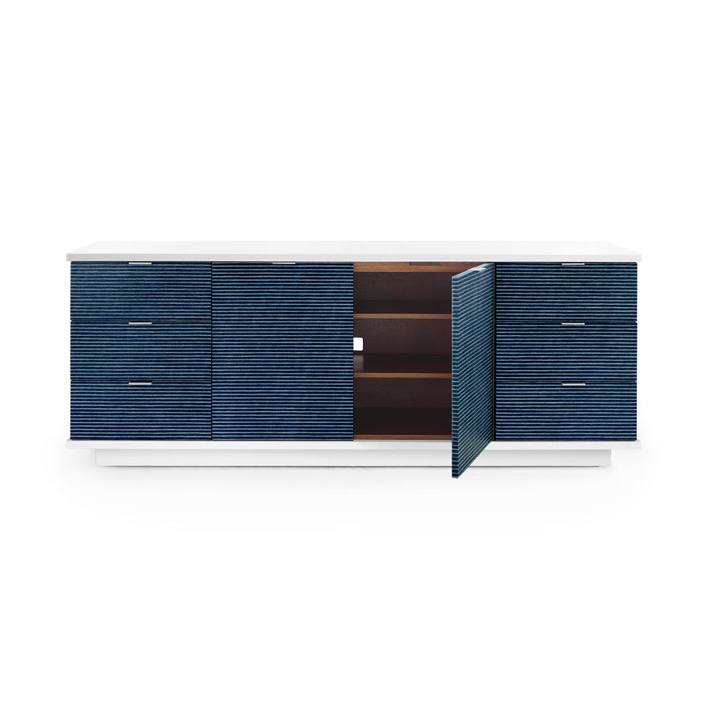 Cosmopolitan 6-Drawer & 2-Door Cabinet - Navy Blue Pencil Stripe