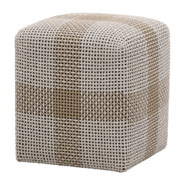 Cross Accent Cube, Taupe & White Flat Rope, Taupe Stripe
