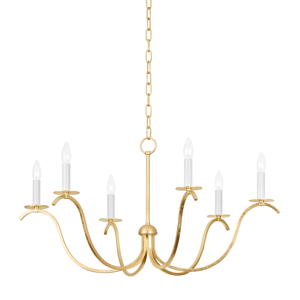 Jaclin 6 Light Chandelier - Gold Leaf