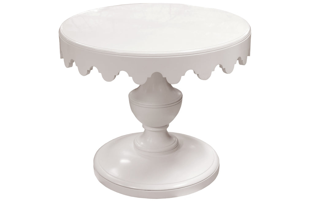 Dorothy Draper Scalloped Lamp Table in White