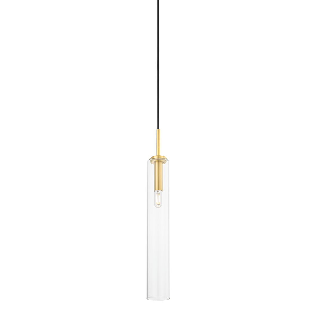 Nyah 1 Light Pendant - Aged Brass 22.25"