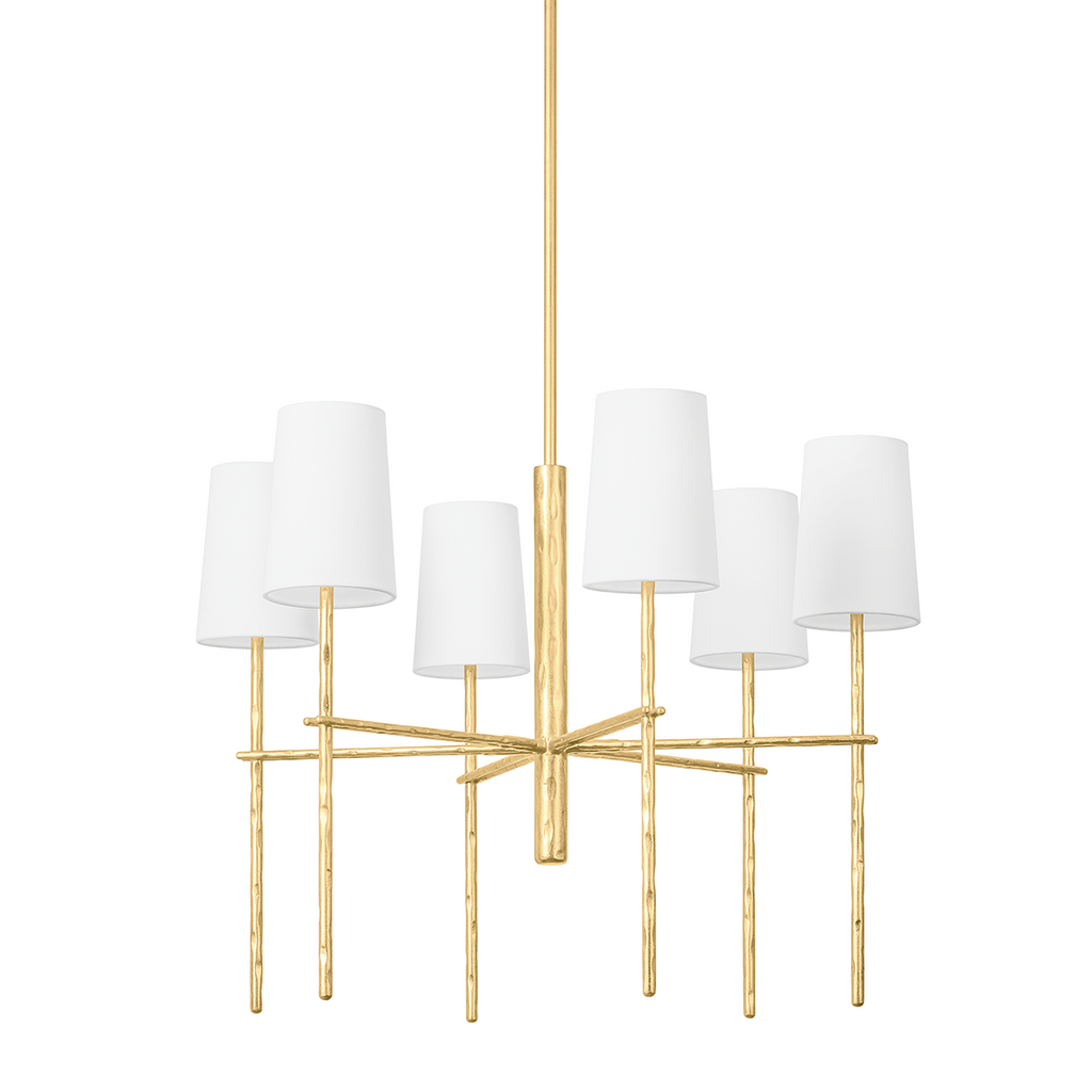 River Six Light Chandelier - Vintage Gold Leaf