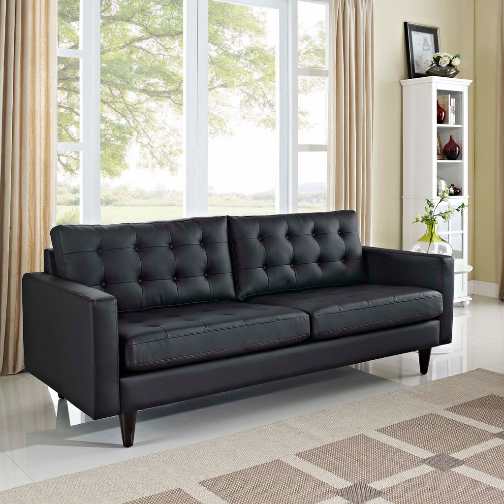 Empress Bonded Leather Sofa in Black