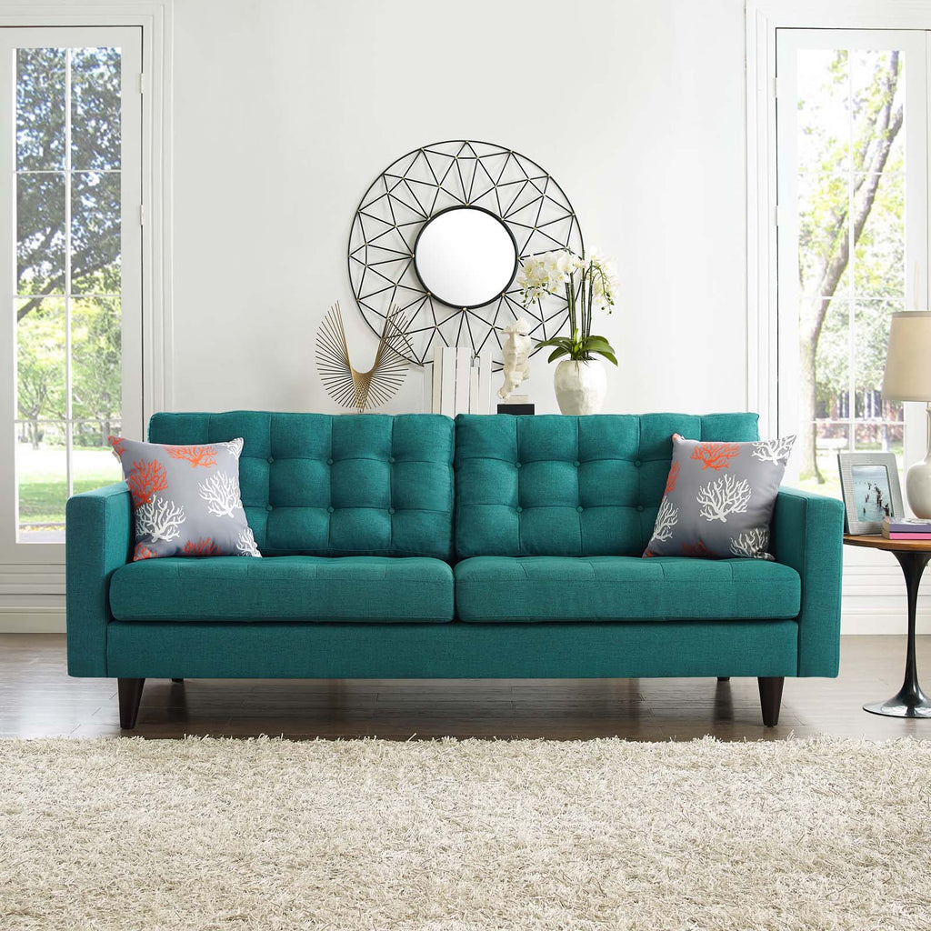 Empress Upholstered Fabric Sofa in Teal