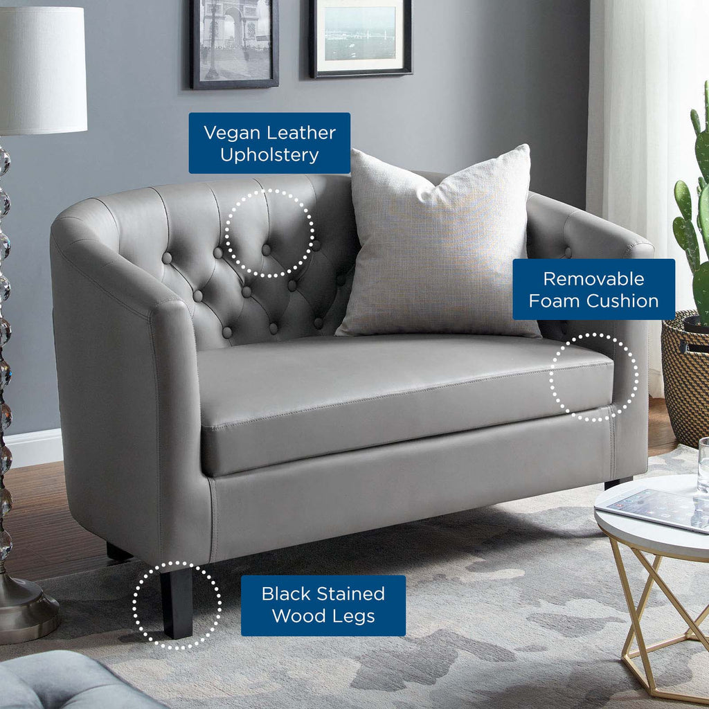 Prospect Upholstered Vinyl Loveseat in Gray