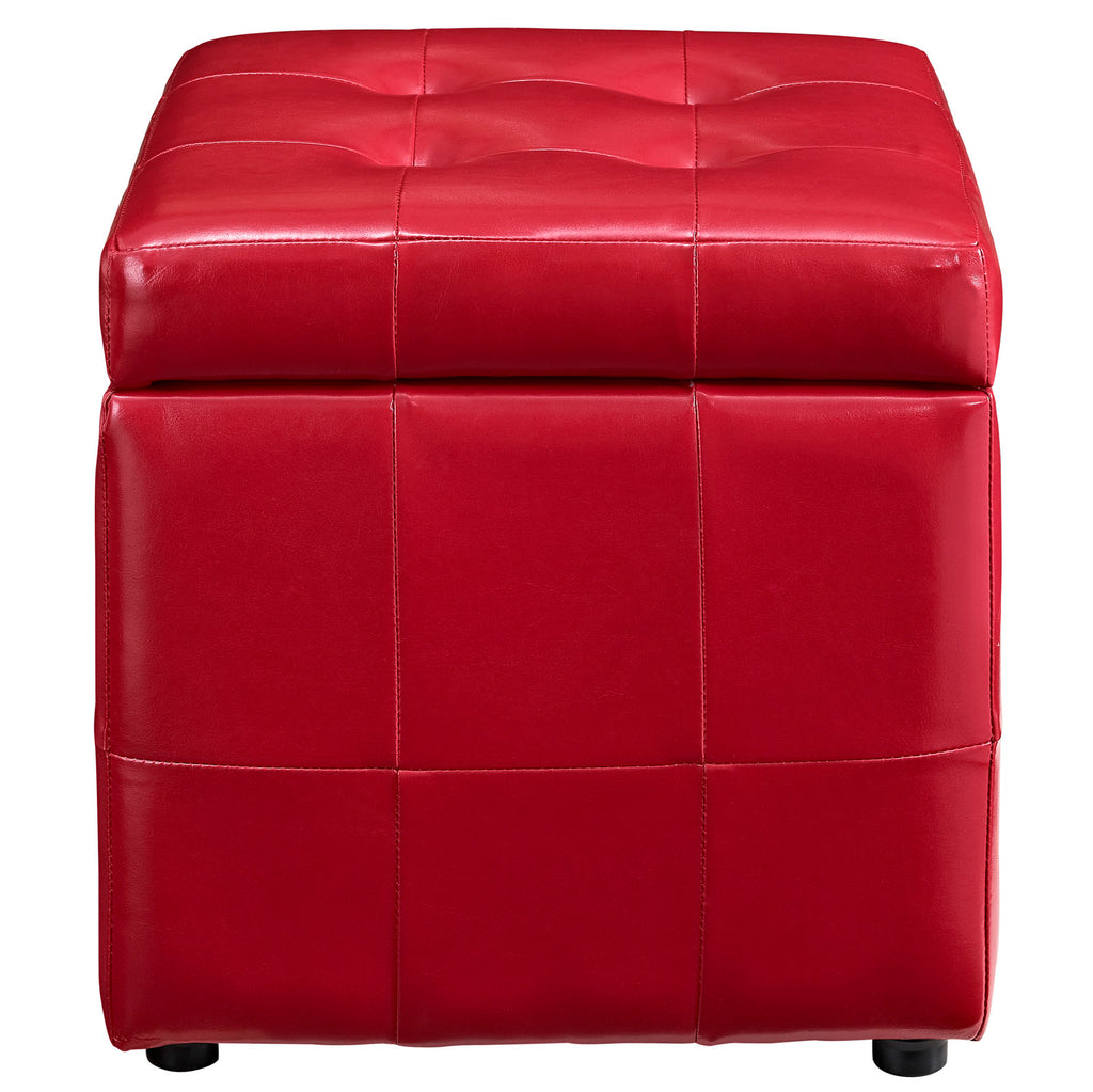 Volt Storage Upholstered Vinyl Ottoman in Red
