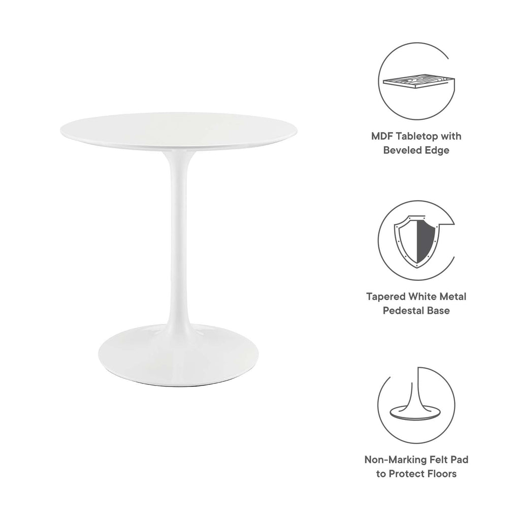 Lippa 28" Round Wood Top Dining Table in White