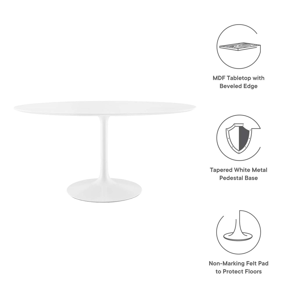 Lippa 60" Oval Wood Top Dining Table in White