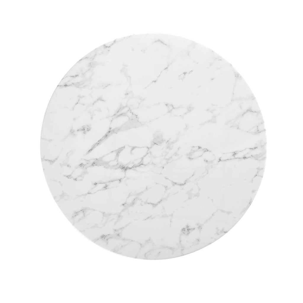 Lippa 40" Round Artificial Marble Dining Table in White