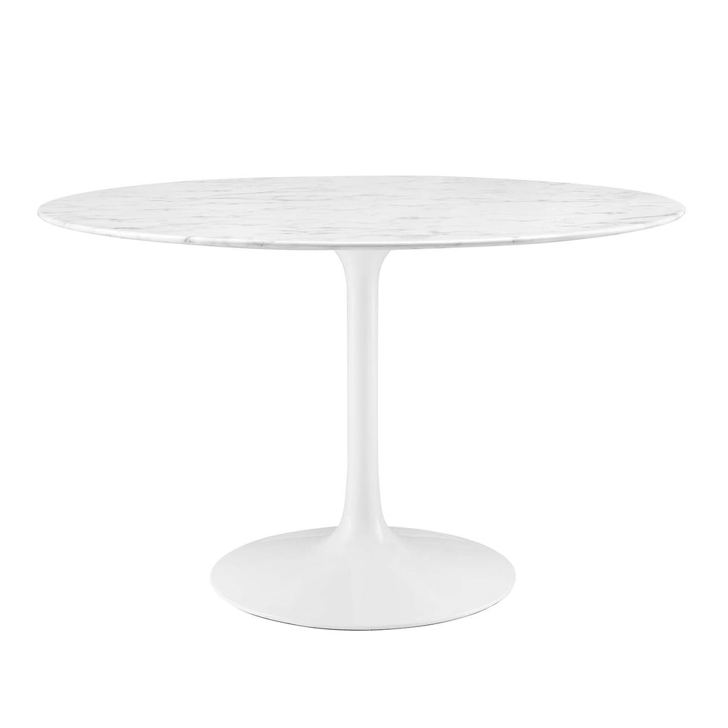 Lippa 47" Round Artificial Marble Dining Table in White