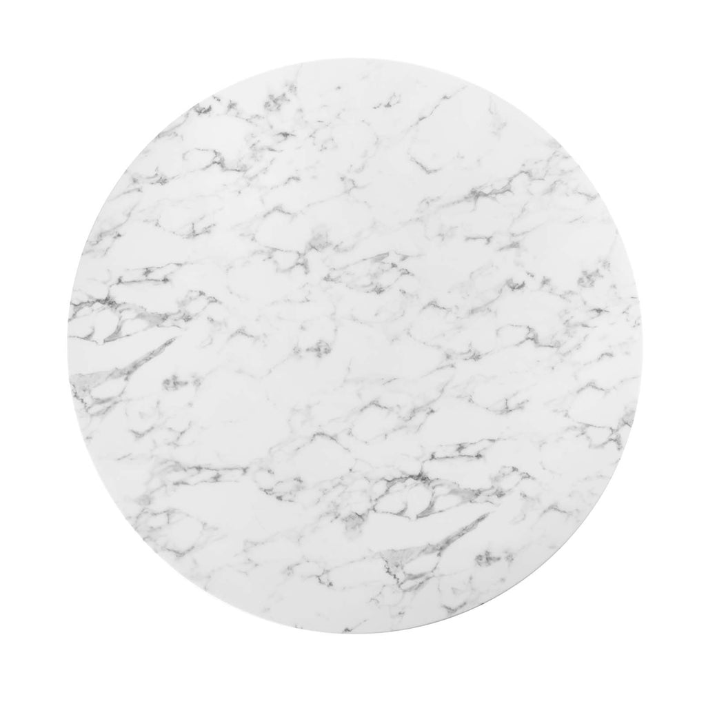 Lippa 54" Round Artificial Marble Dining Table in White