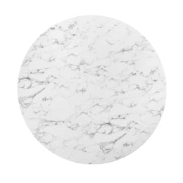 Lippa 54" Round Artificial Marble Dining Table in White