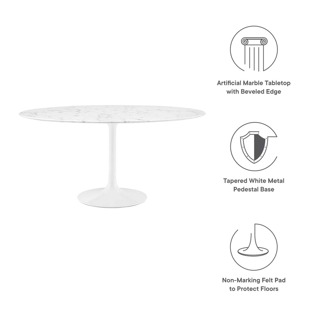 Lippa 60" Round Artificial Marble Dining Table in White