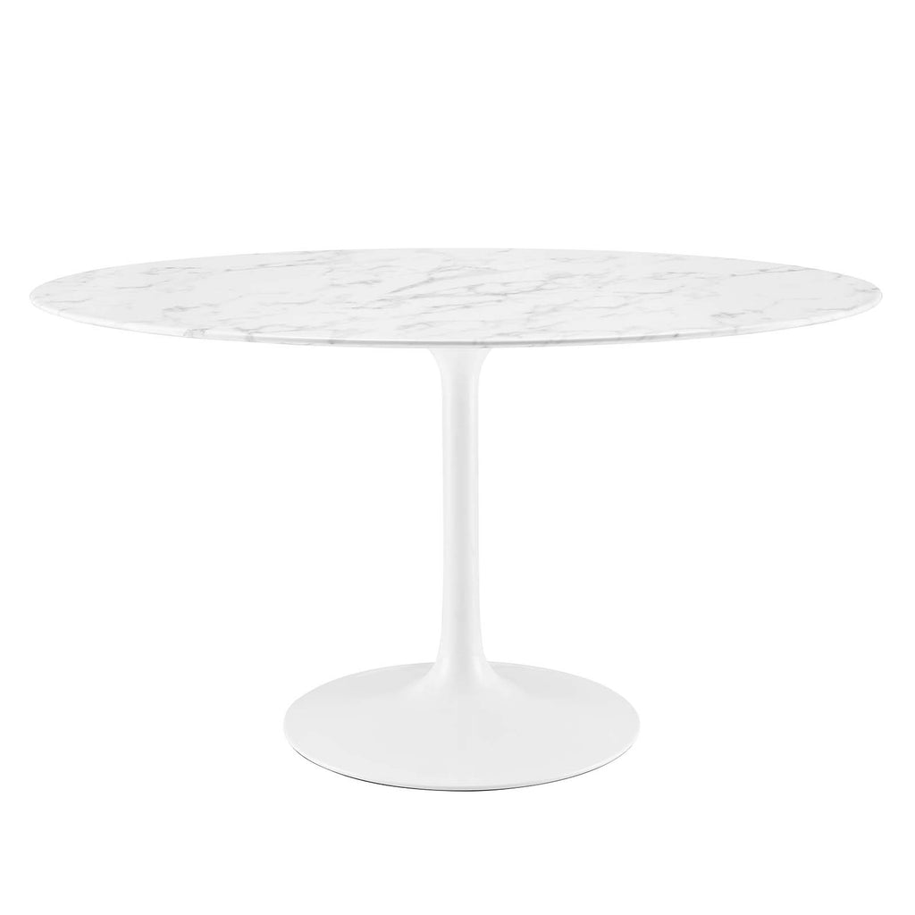 Lippa 54" Oval Artificial Marble Dining Table in White