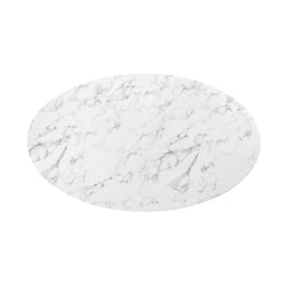 Lippa 60" Oval Artificial Marble Dining Table in White