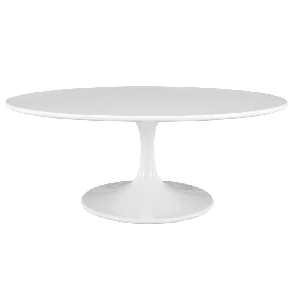 Lippa 42" Oval-Shaped Wood Top Coffee Table in White