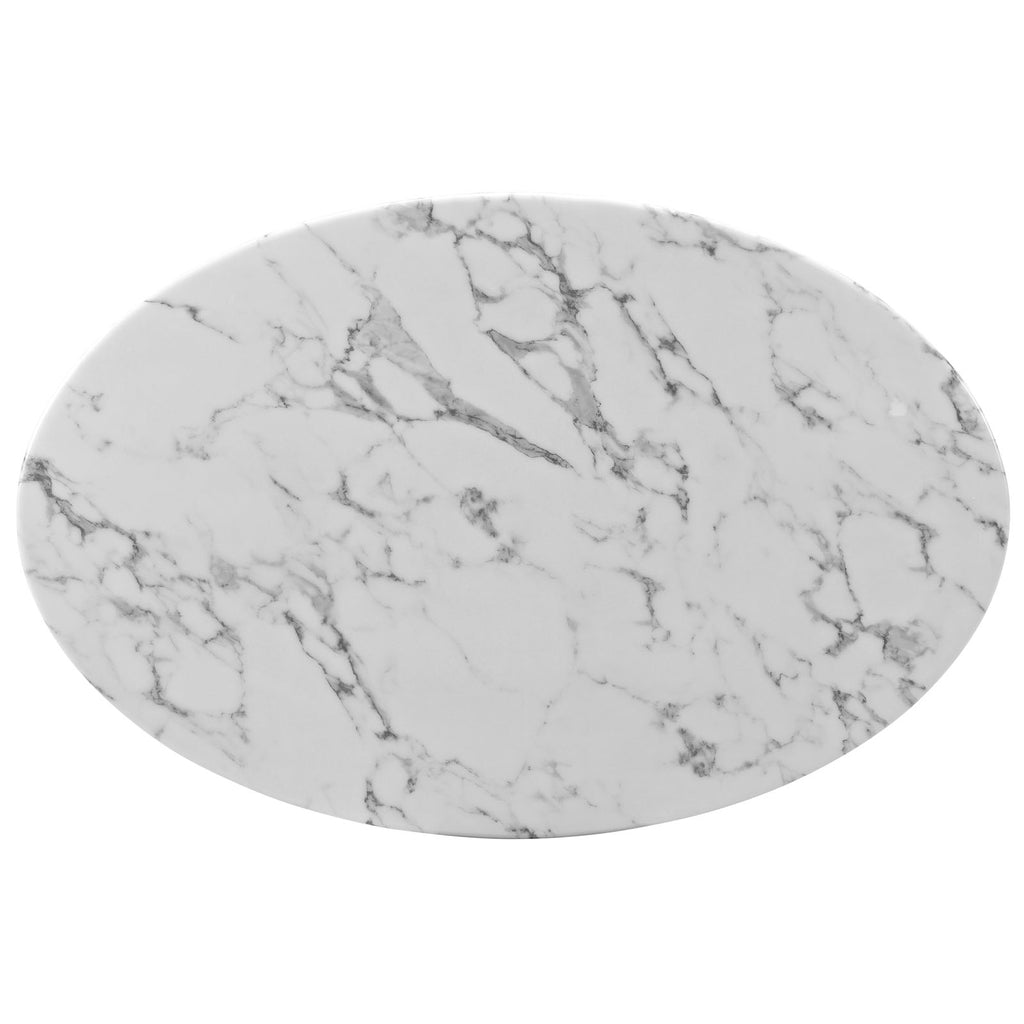 Lippa 42" Oval-Shaped Artificial Marble Coffee Table in White