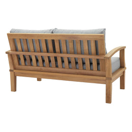 Marina Outdoor Patio Teak Loveseat in Natural Gray