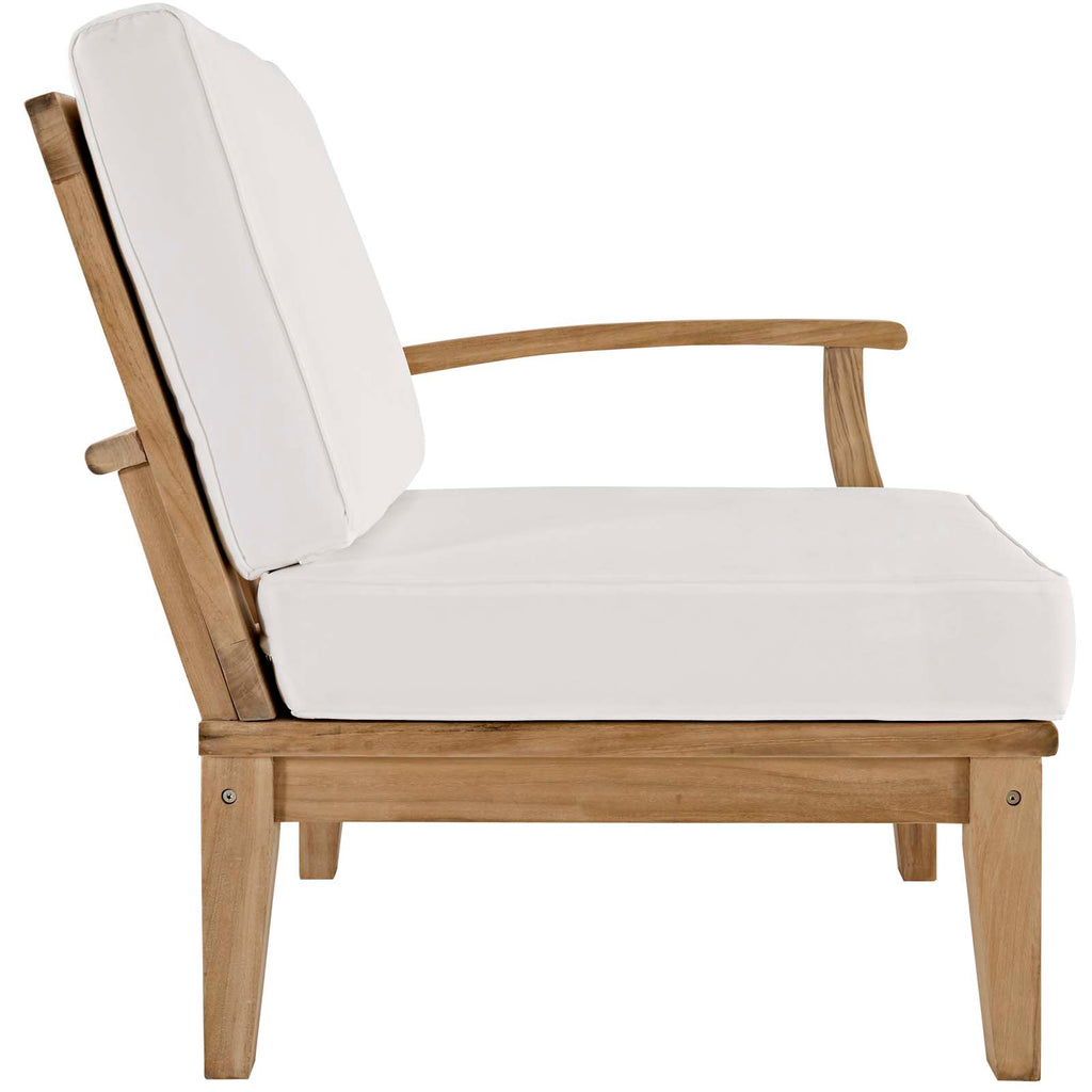 Marina Outdoor Patio Teak Right-Facing Sofa in Natural White