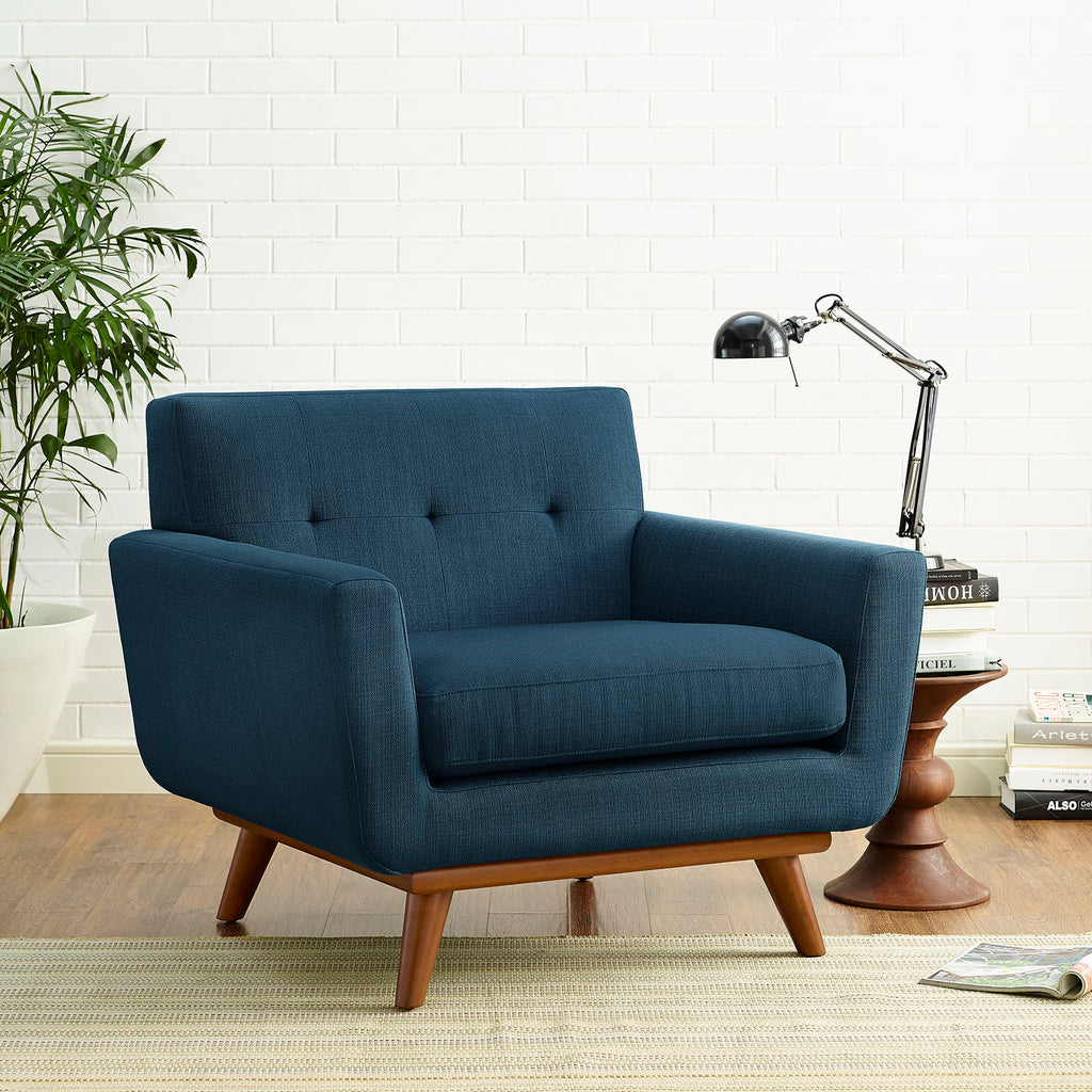 Engage Upholstered Fabric Armchair in Azure