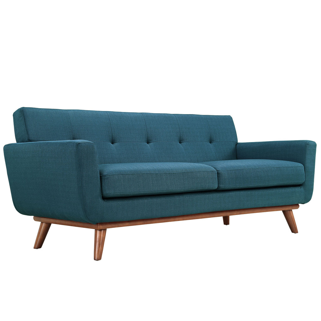 Engage Upholstered Fabric Loveseat in Azure
