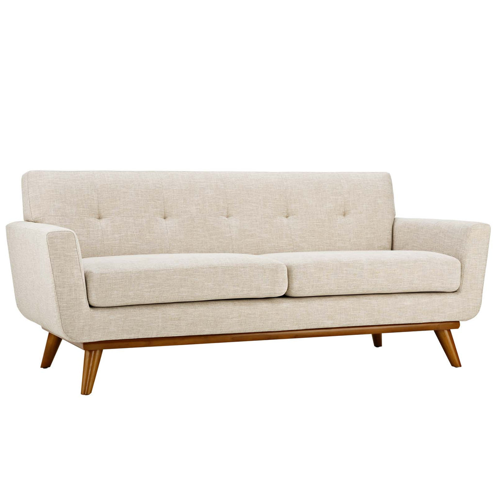 Engage Upholstered Fabric Loveseat in Beige