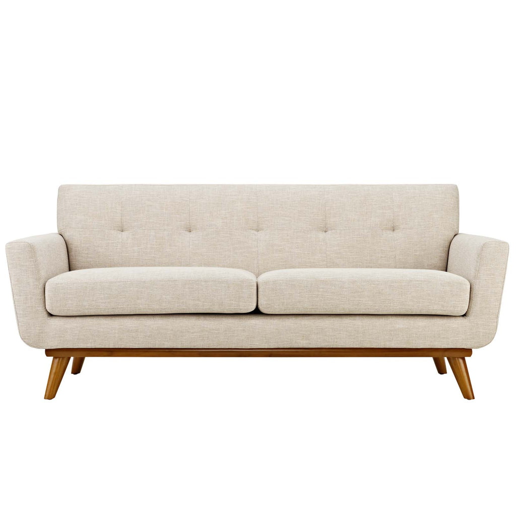 Engage Upholstered Fabric Loveseat in Beige