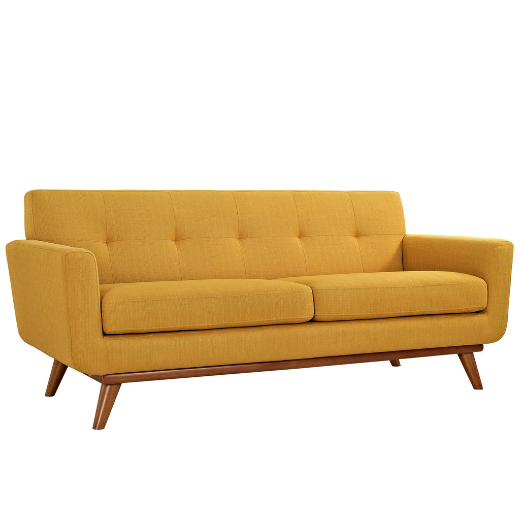Engage Upholstered Fabric Loveseat in Citrus