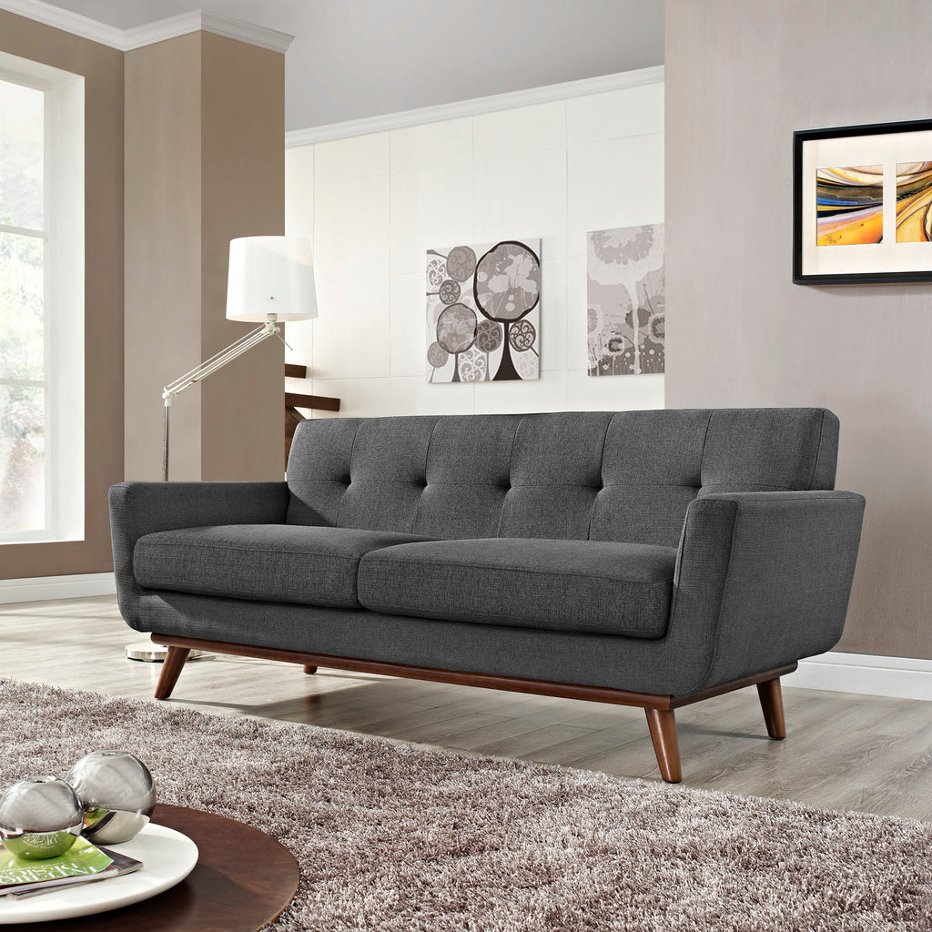 Engage Upholstered Fabric Loveseat in Gray