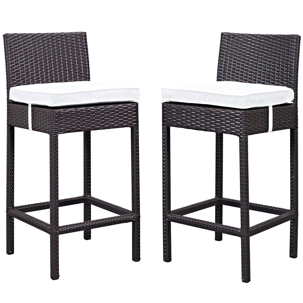 Lift Bar Stool Outdoor Patio Set of 2 in Espresso White