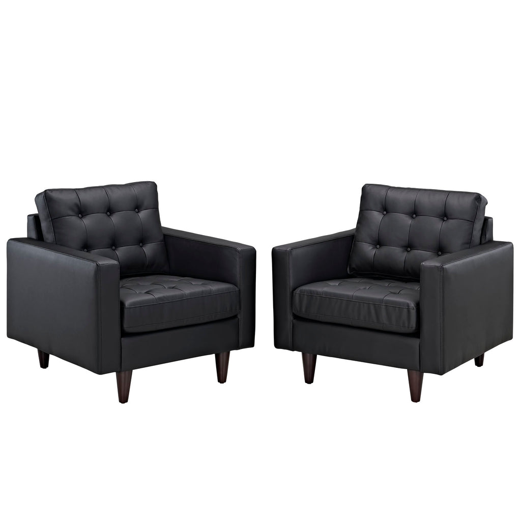 Empress Armchair Leather Set of 2 in Black