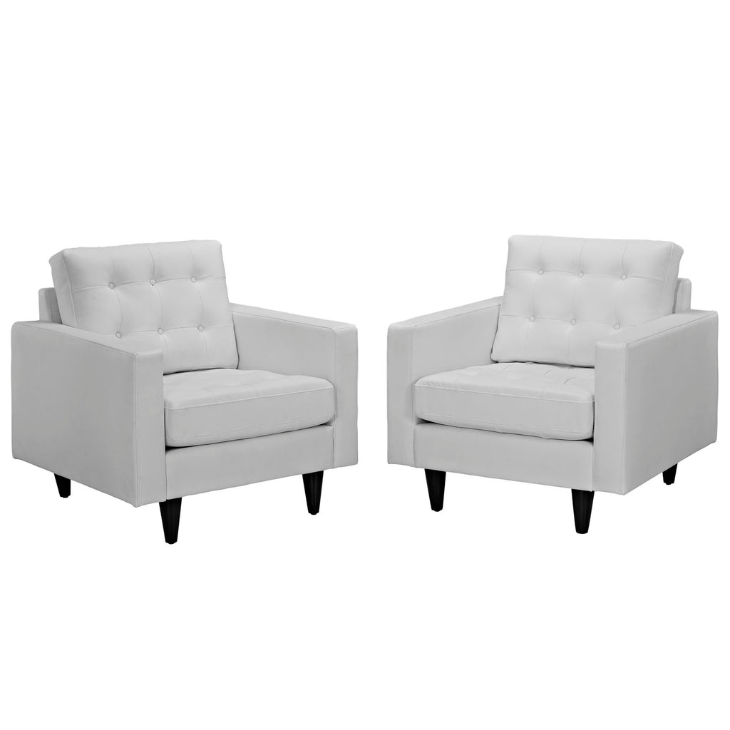 Empress Armchair Leather Set of 2 in White