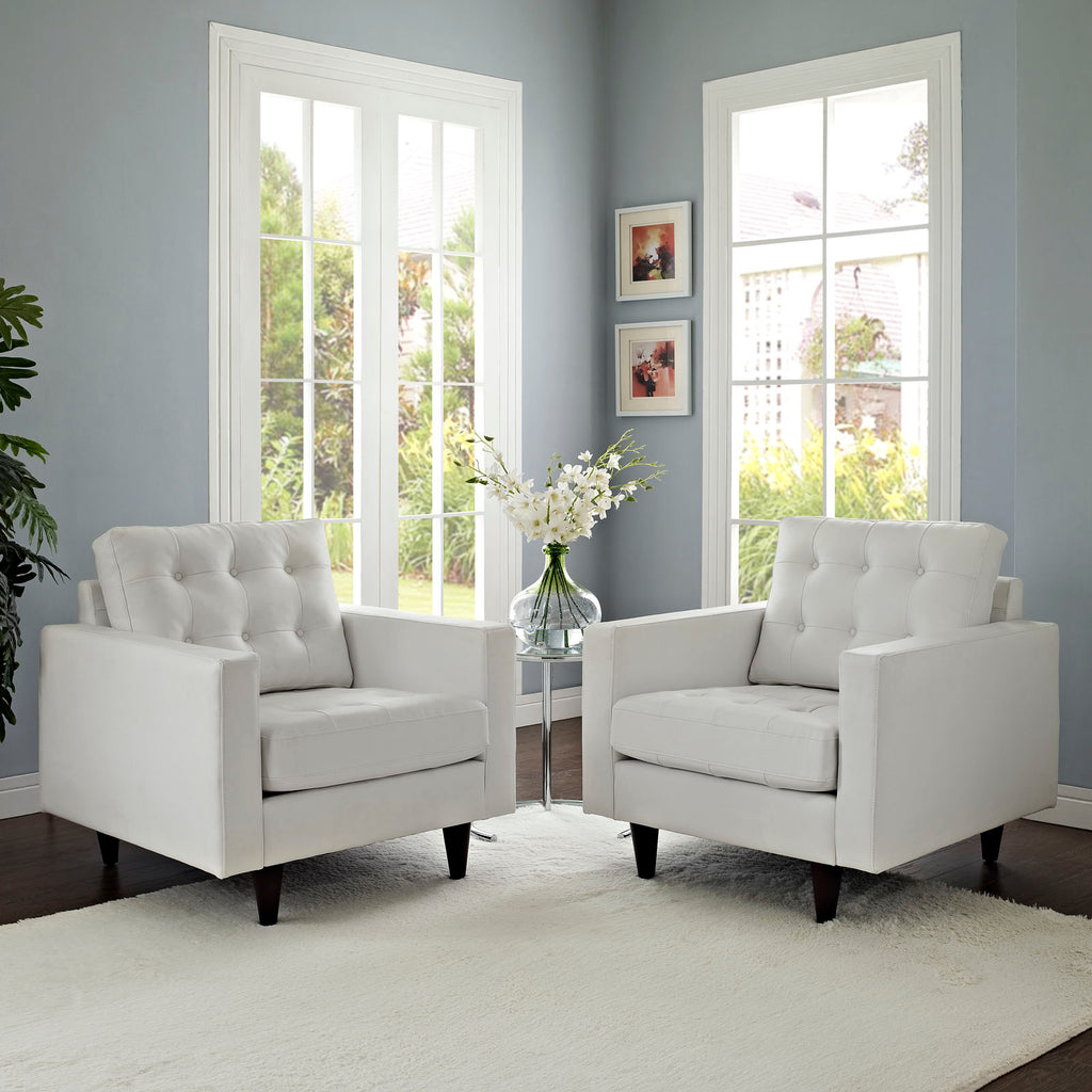 Empress Armchair Leather Set of 2 in White