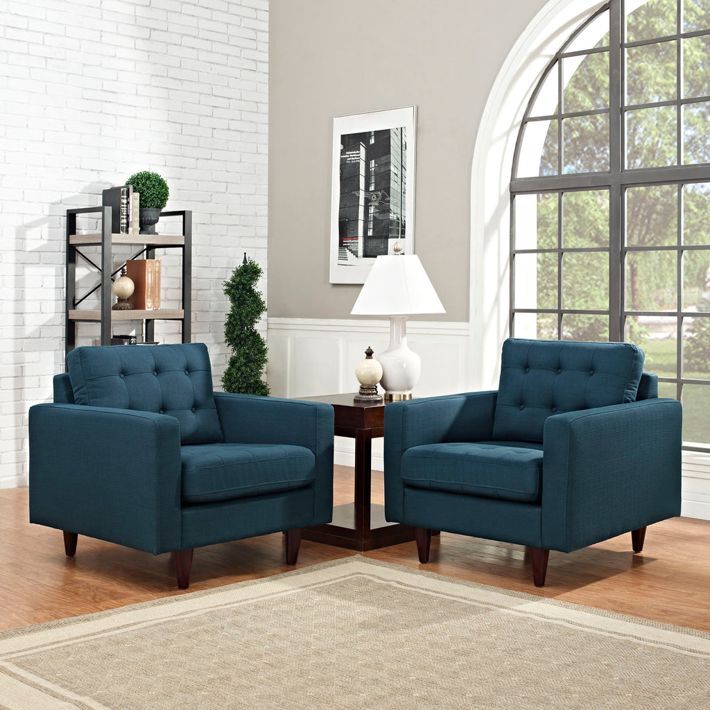 Empress Armchair Upholstered Fabric Set of 2 in Azure