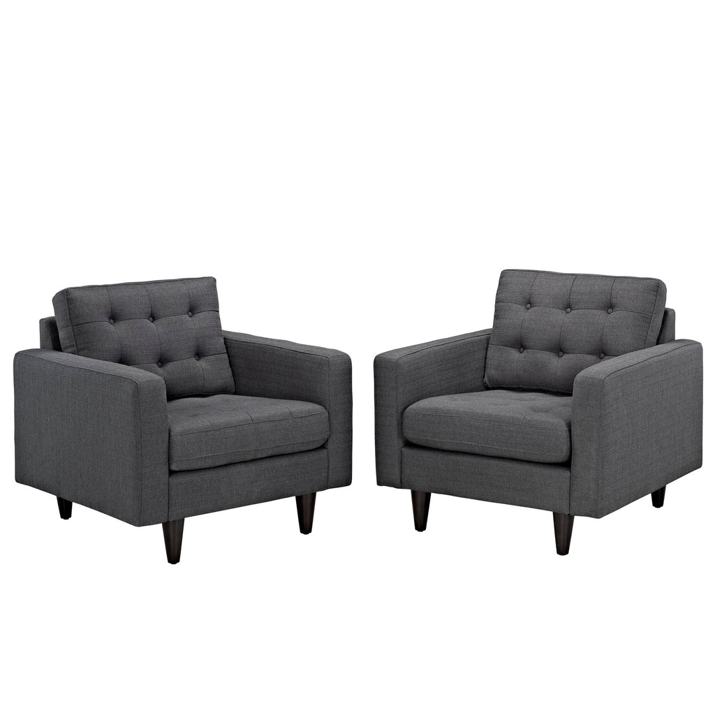 Empress Armchair Upholstered Fabric Set of 2 in Gray