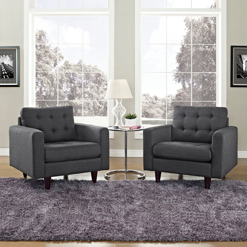 Empress Armchair Upholstered Fabric Set of 2 in Gray